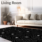 Black White Cosmic Swirl Star Rug