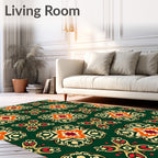 Ornate Scarlet Sunburst Lattice Rug