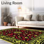 Red Yellow Floral Scroll Lattice Rug