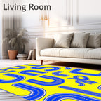 Bold Blue Letterform Geometric Rug