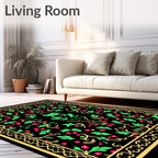 Green Frog Berry Vine Border Rug