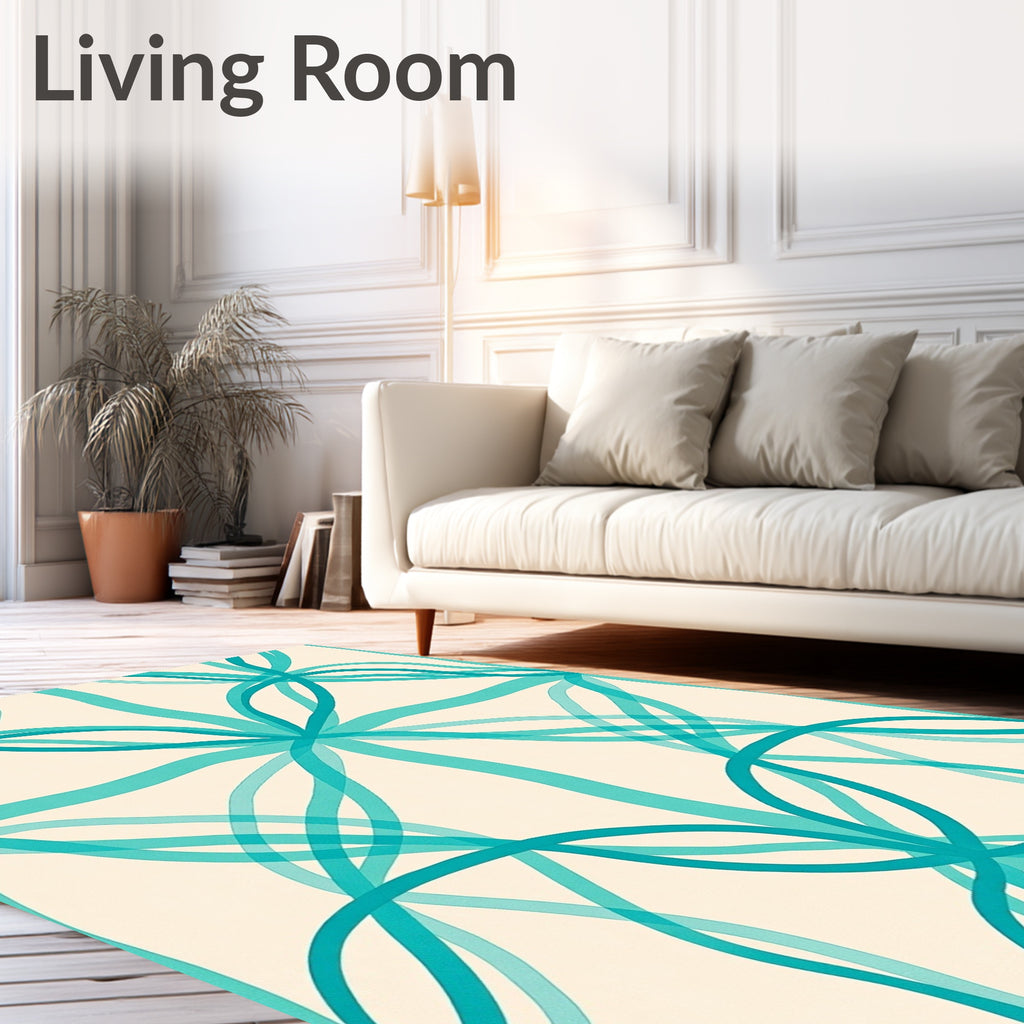Turquoise Intertwined Ribbon Lattice Rug