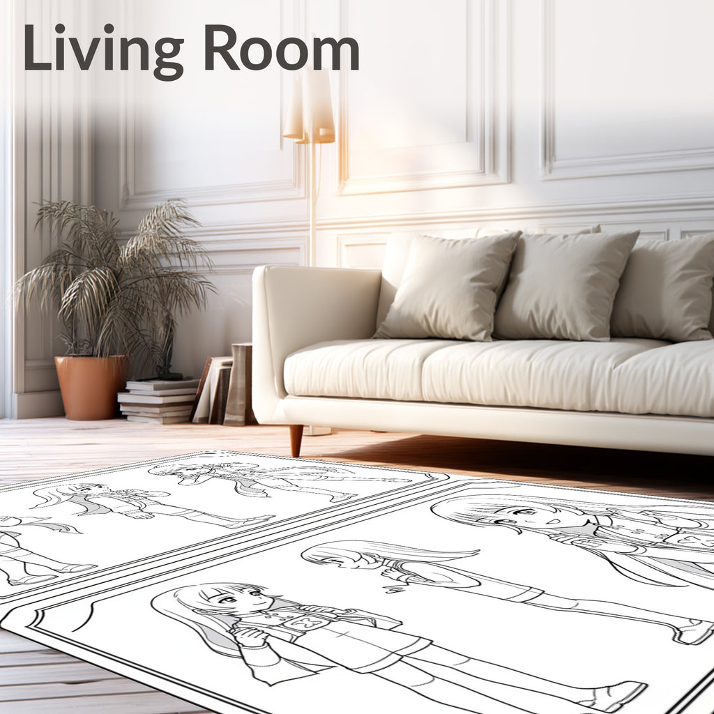 Anime Girl Character Pose Reference Art Rug