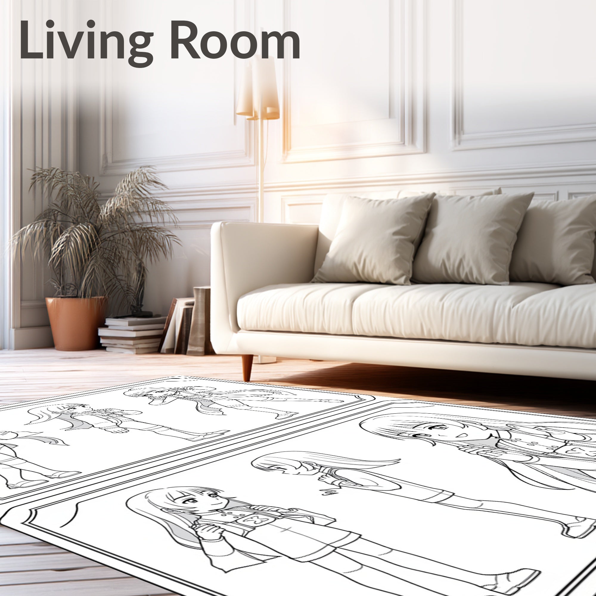 Anime Girl Character Pose Reference Art Rug