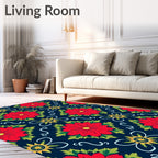 Crimson Floral Medallion Navy Rug