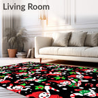 Festive Elves with Candy Canes Black Rug