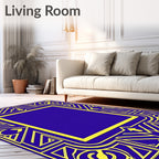Royal Blue Yellow Geometric Art Deco Rug