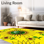 Green Tractor Sunflower Fields Rug