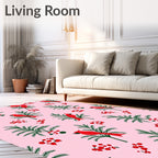 Whimsical Red Cardinal Evergreen Meadow Rug