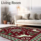Burgundy Unicorn Emerald Forest Medallion Rug