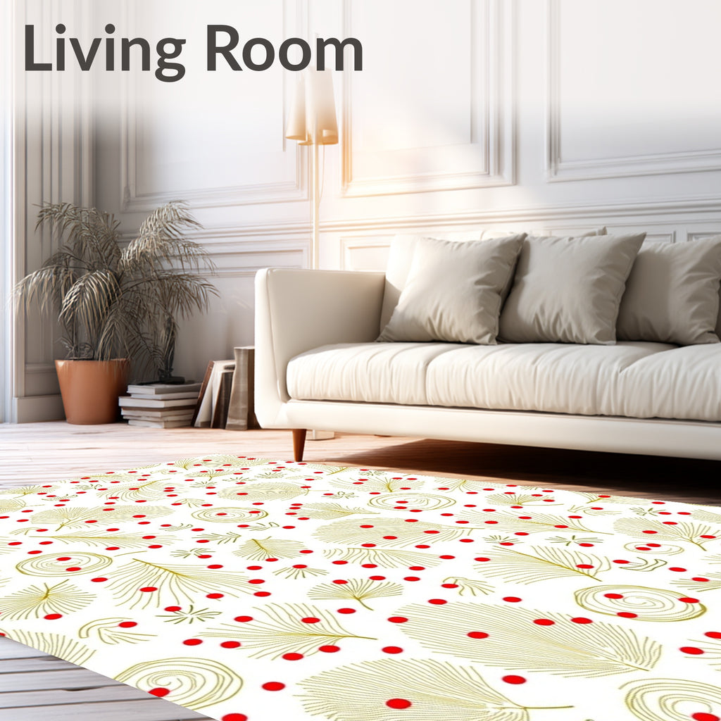 Gold Leaf Red Berry Scatter Rug