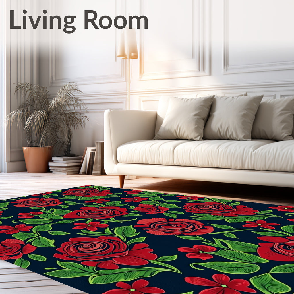 Rich Red Rose Botanical Garden Rug