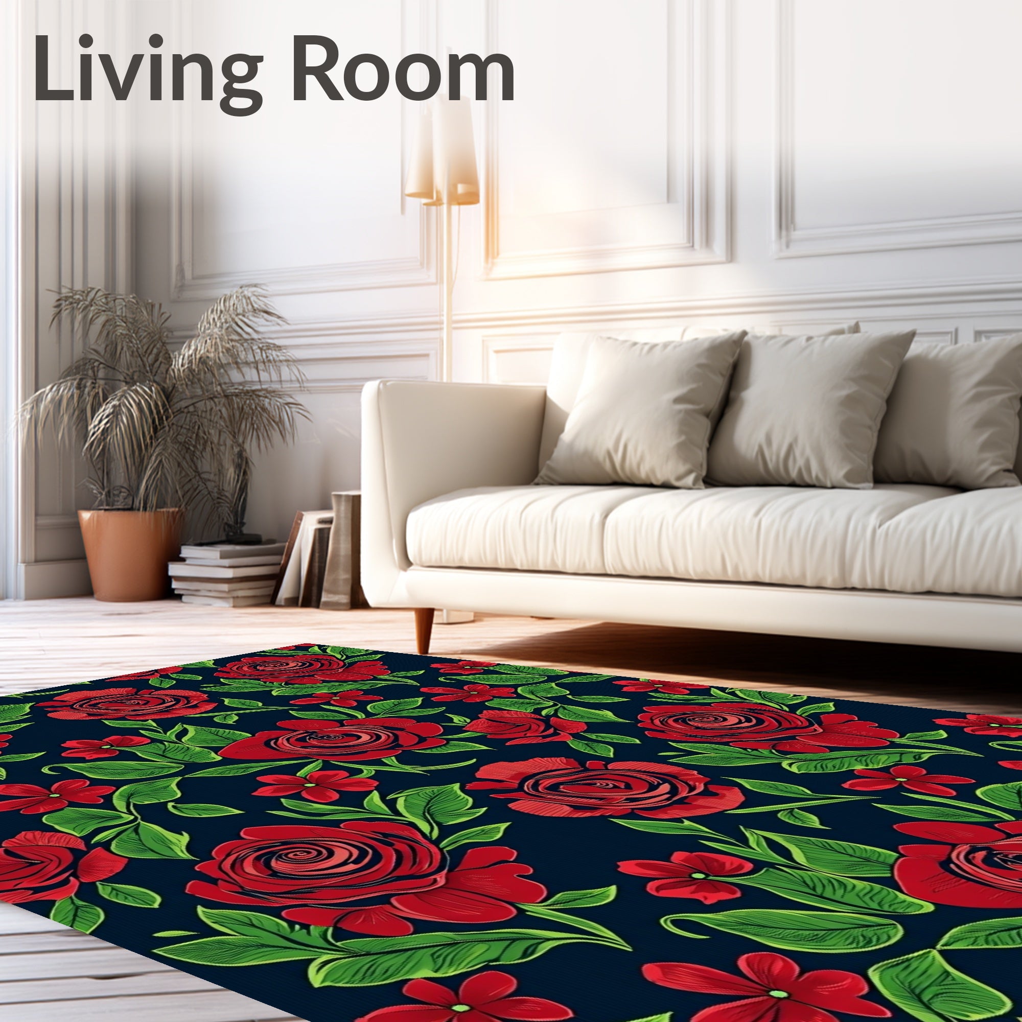 Rich Red Rose Botanical Garden Rug