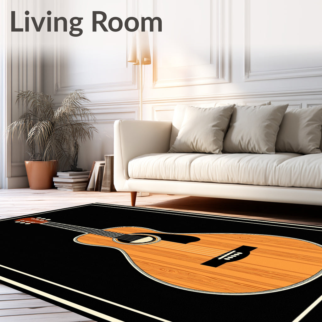 Vintage Acoustic Guitar Wood Grain Rug
