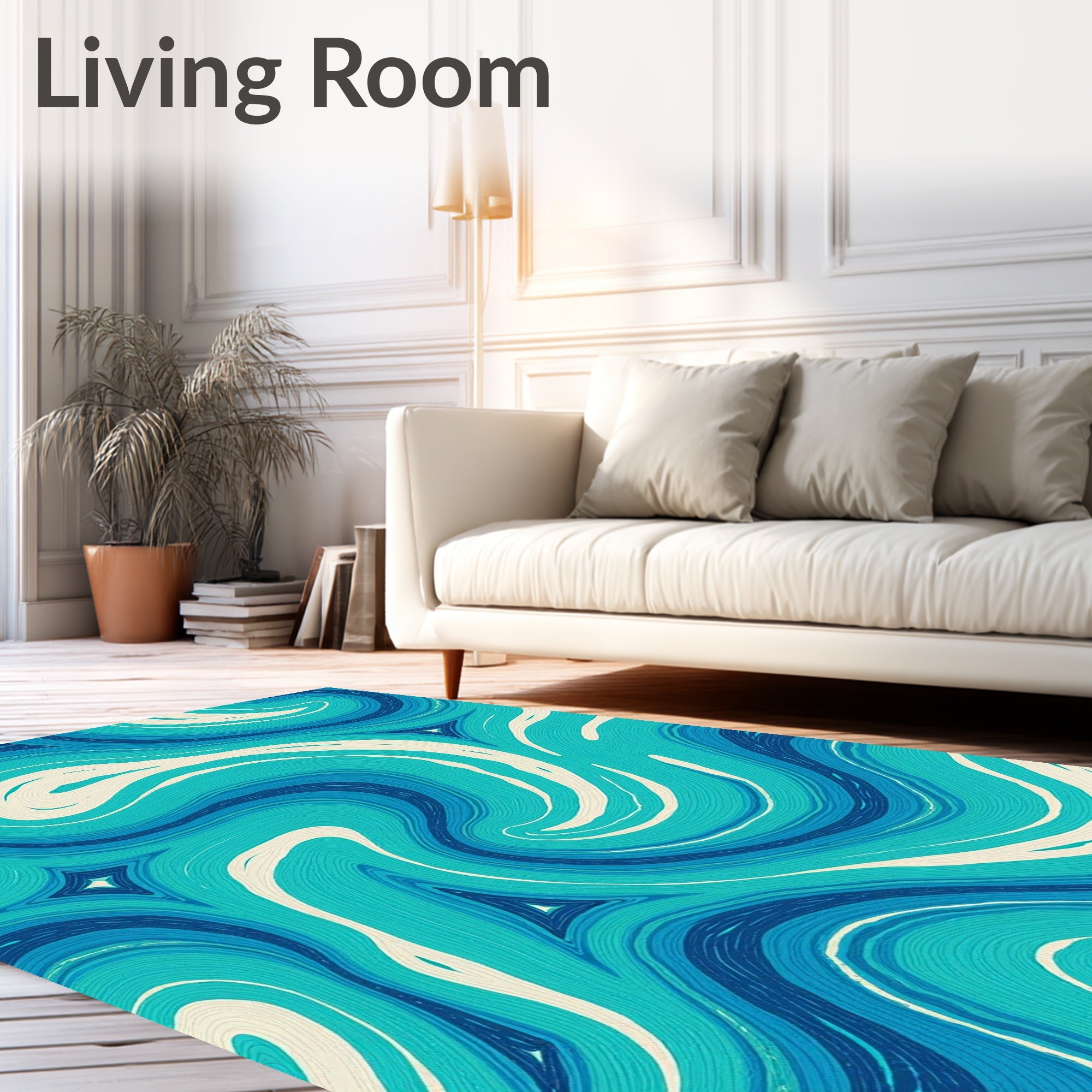 Abstract Aqua Swirls Rug – Family Rug