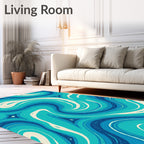 Abstract Aqua Swirls Rug