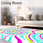 Vivid Neon Swirl Abstract Rug