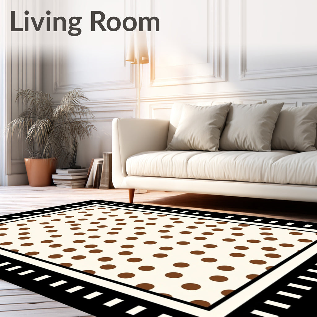 Bold Brown Polka Dot Bordered Rug