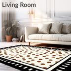 Bold Brown Polka Dot Bordered Rug