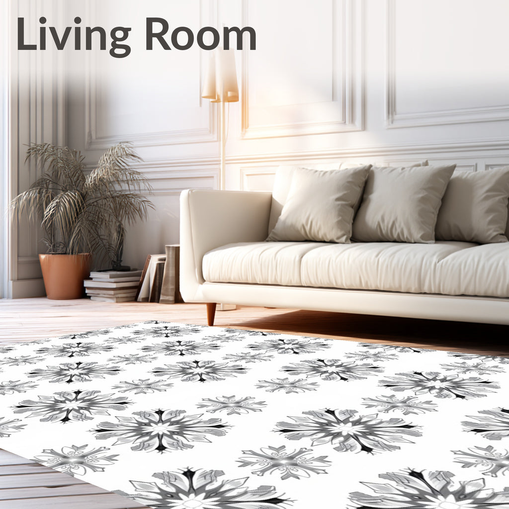 Monochrome Snowflake Mandala Repeat Rug