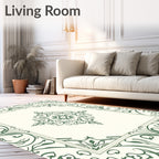 Elegant Green Vine Medallion Square Rug