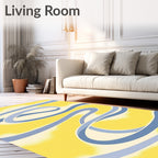 Blue Serpentine Ribbons on Yellow Field Rug