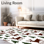 Brown Deer Forest Scene Rug