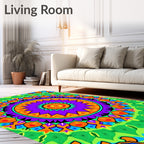 Vibrant Purple Orange Green Mandala Rug