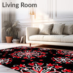Bold Red White Floral Medallions Rug