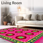 Vibrant Pink Geometric Floral Rug