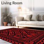 Bold Red Ornamental Diamond Rug