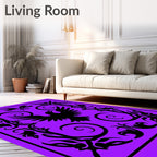 Black Raven Floral Filigree Purple Rug