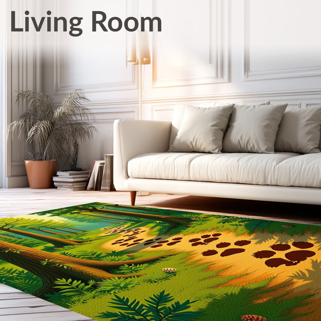 Forest Path Paw Prints Rug