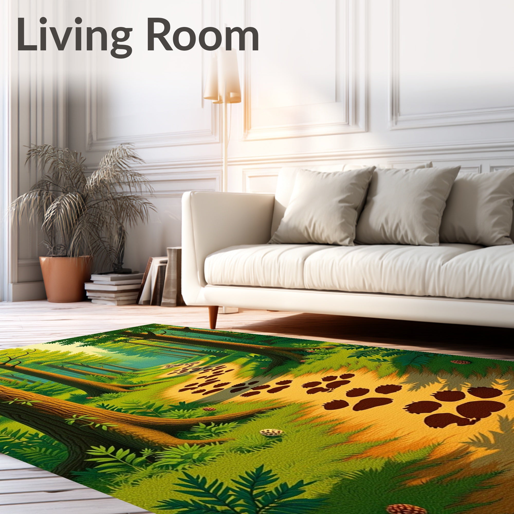 Forest Path Paw Prints Rug
