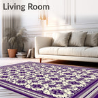 Deep Purple Geometric Medallion Border Rug