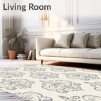 Vintage Gray Damask Scroll Rug