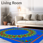 Azure Blue Wreath Berry Garland Rug