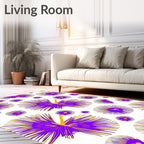 Vibrant Purple Yellow Sunburst Medallion Rug