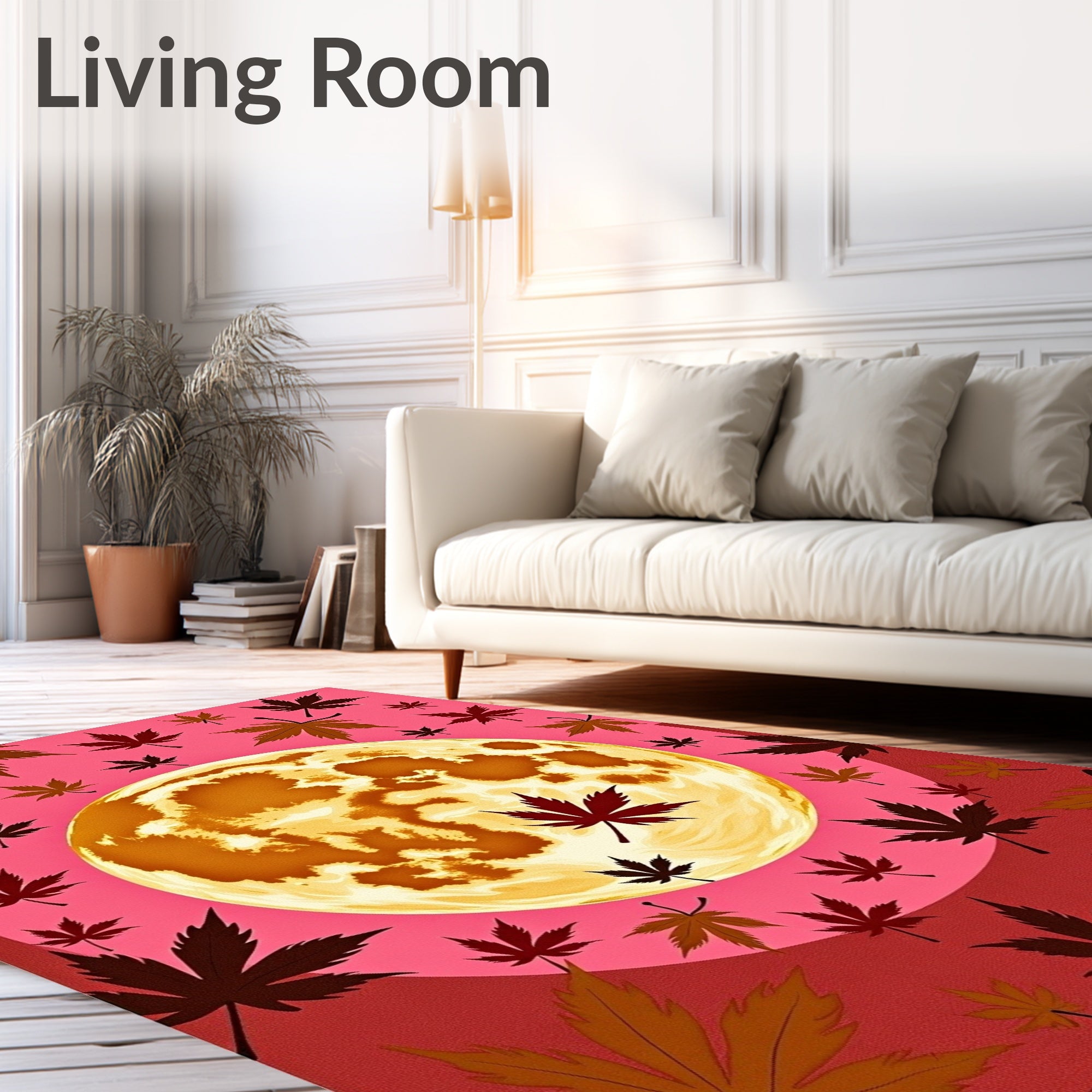 Crimson Moon Maple Leaf Collage Rug