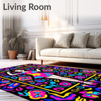 Vibrant Colorful Dancer Floral Frame Rug