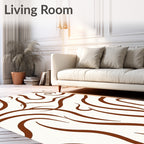 Brown Swirling Abstract Line Rug