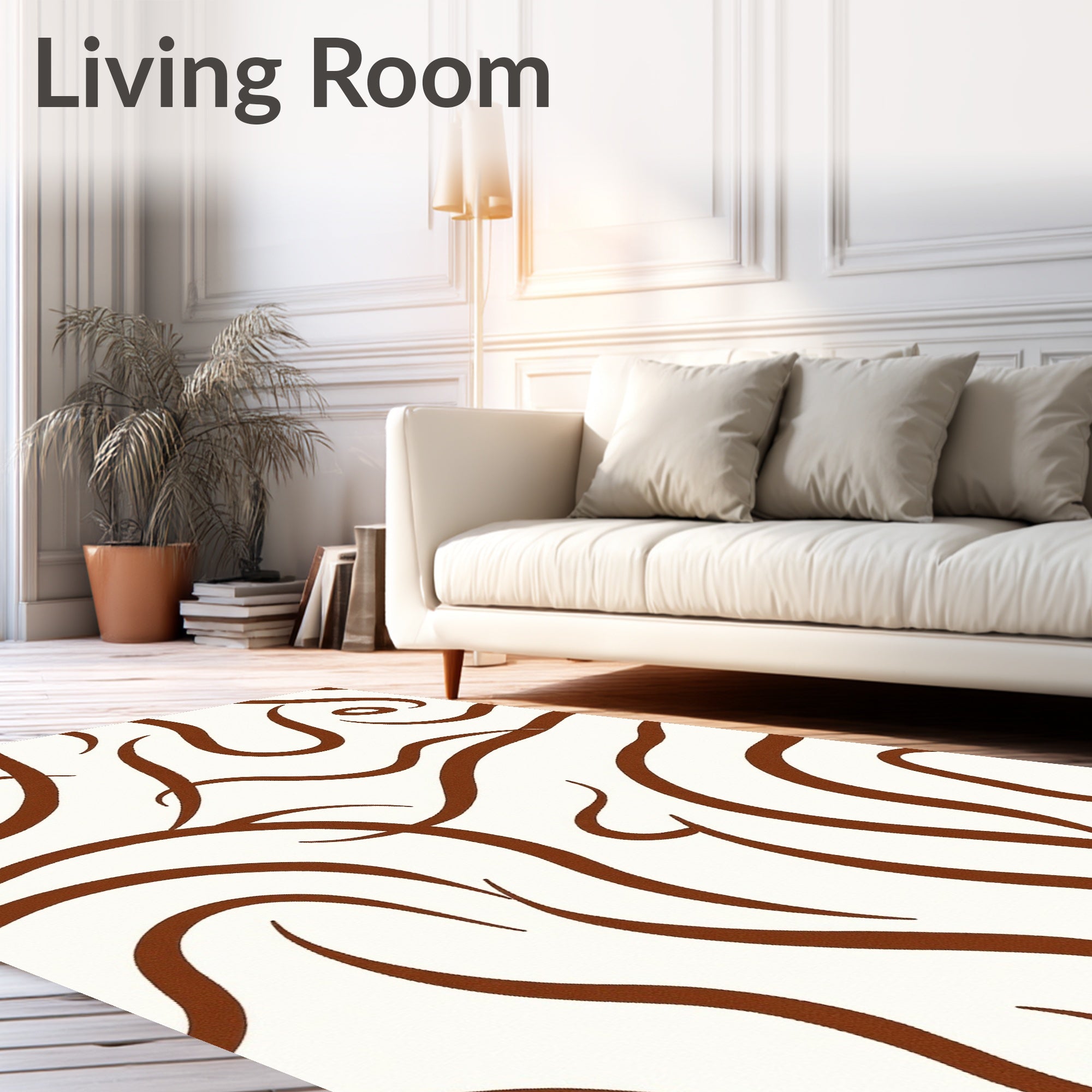 Brown Swirling Abstract Line Rug