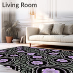 Purple Lavender Scrolled Floral Accents Rug