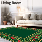 Emerald Holly Berry Garland Border Rug
