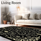 Whimsical Gnome Forest Cream Black Rug