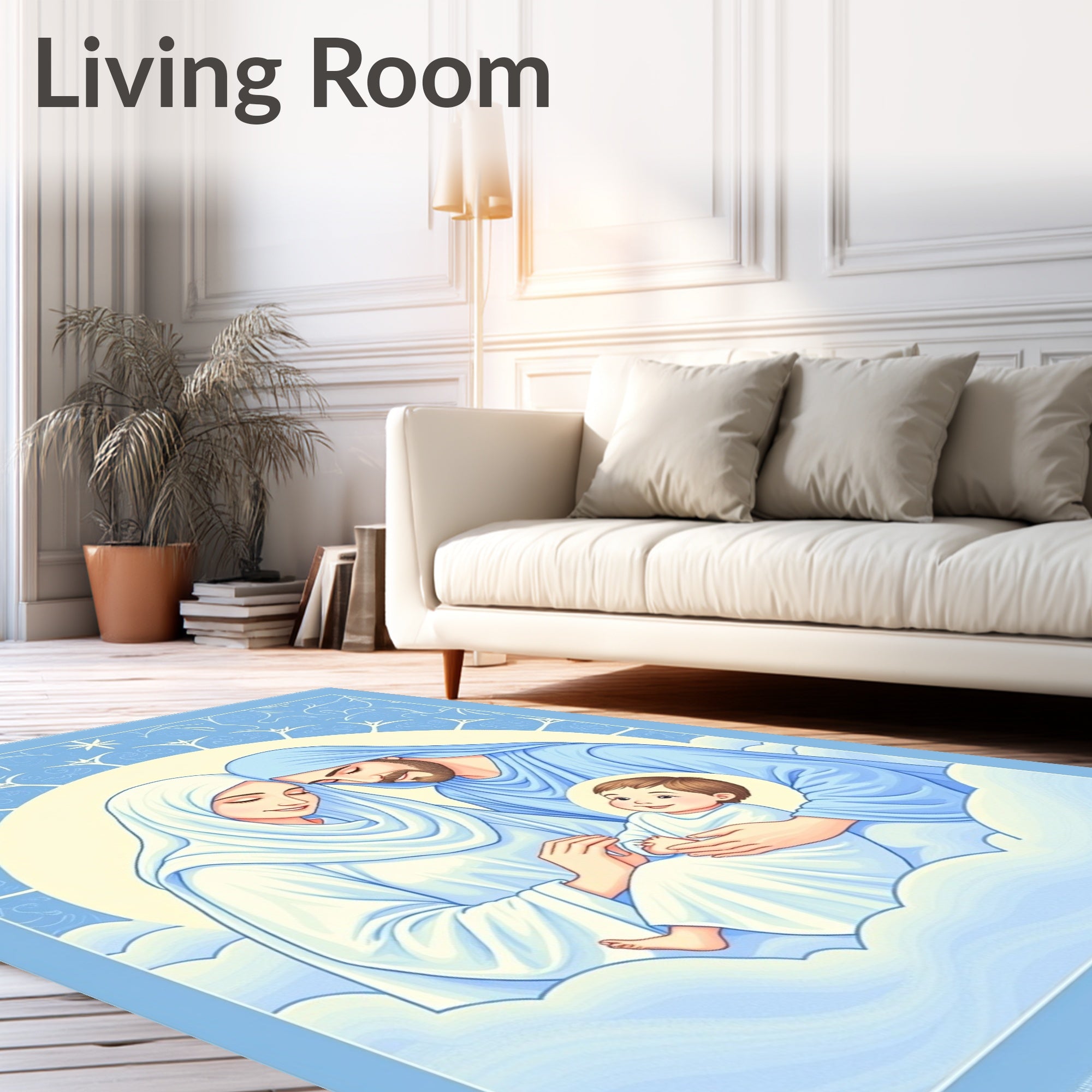 Holy Family Serene Blue Embrace Rug
