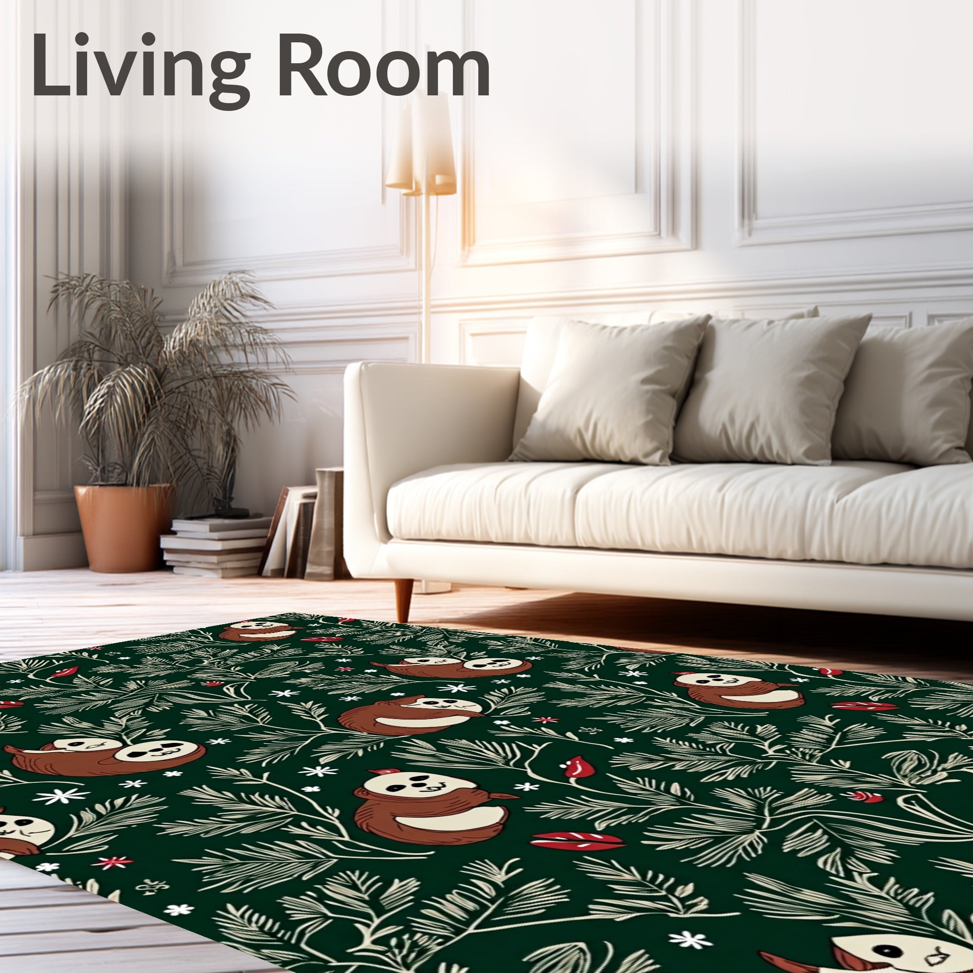 Whimsical Sloth Woodland Meadow Rug