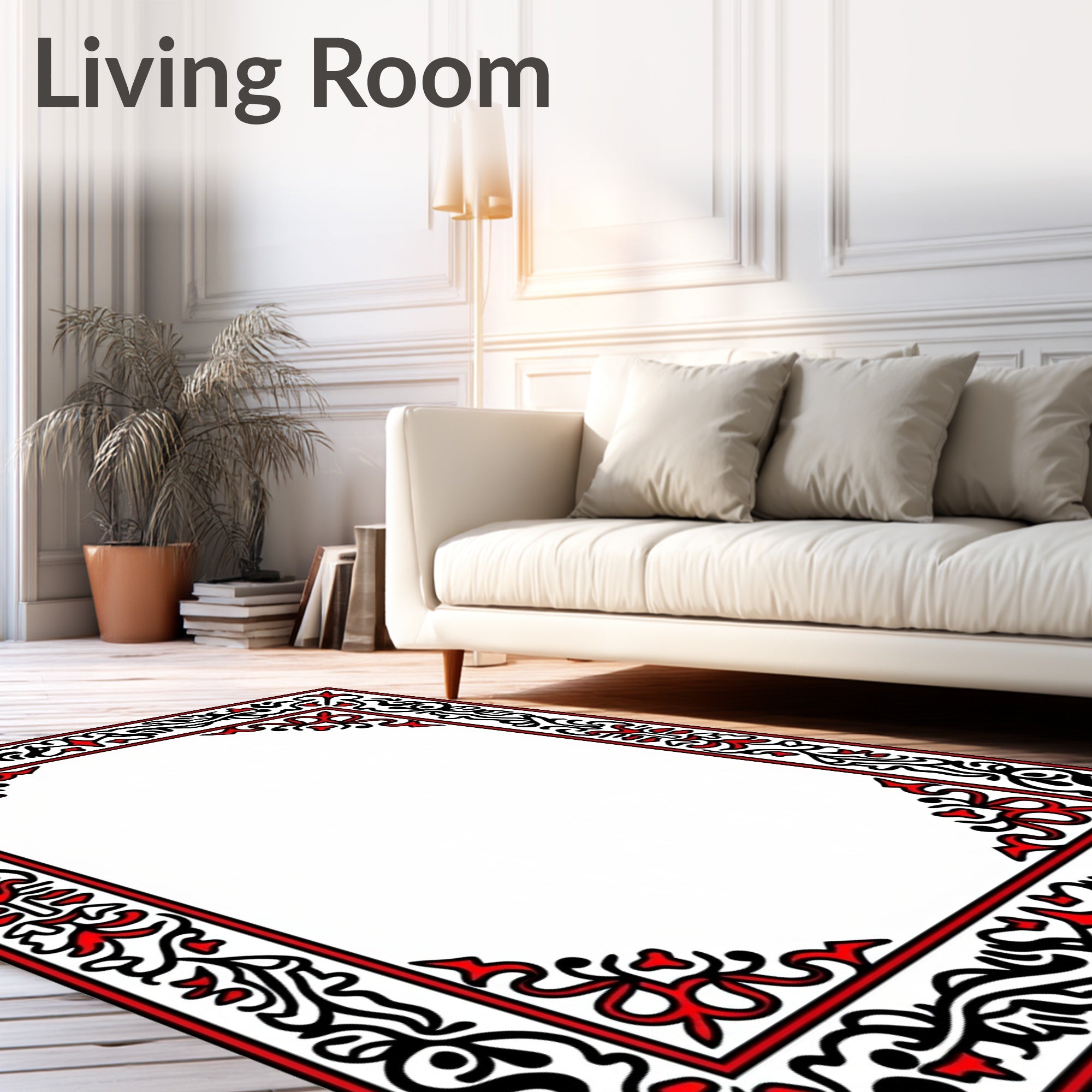 Crimson Black Organic Border Rug