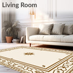 Elegant Brown Filigree Border Star Rug