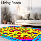 Radiant Yellow Floral Medallion Frame Rug